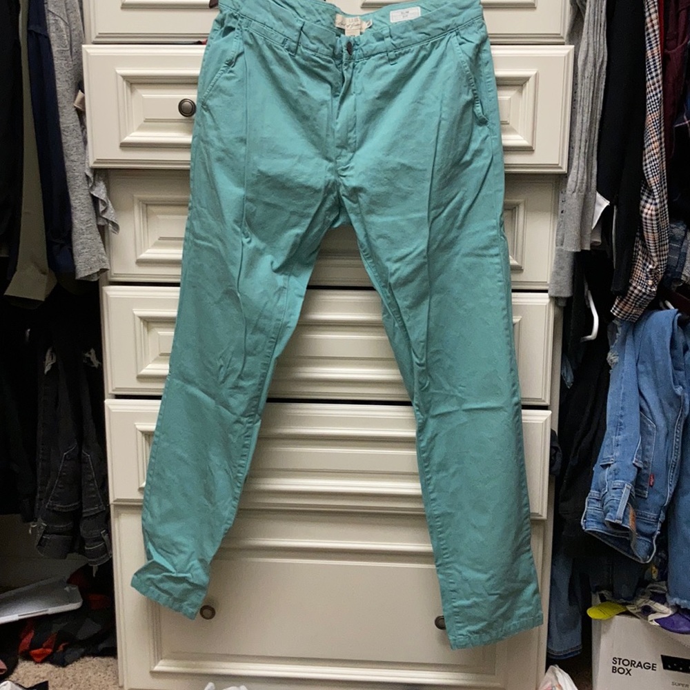 H&M slim fit green pants